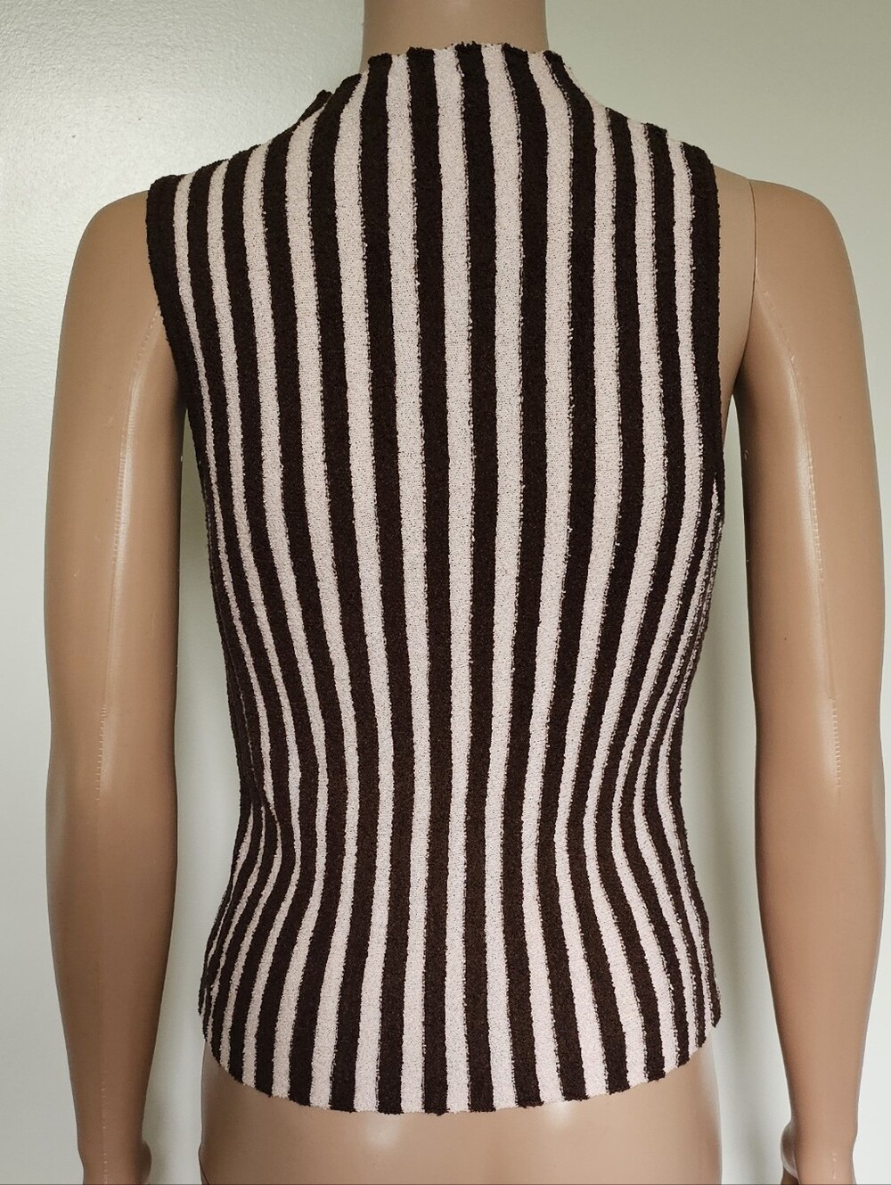 New Zara Striped Textured High Neck Sleeveless Knit Top - Picture 8 of 12